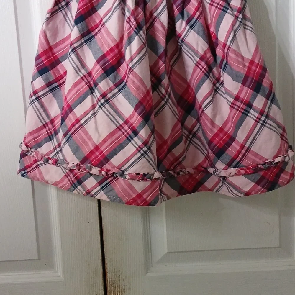 Gymboree pink blue red plaid sleeveless dress Sz 5T EUC